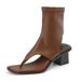 2024 Summer Toe-Clip Beach For Women, High-End Feel, Chunky Heel, Roman Style, Stretchy Short Tube Sandals_vogvips.com