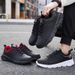 Men's Leather Waterproof Non-Slip Sports Soft Sole Lightweight Breathable Running Black Work Casual Travel Shoes_vogvips.com