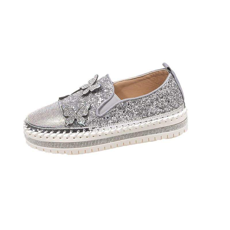Women's Glitter Loafers With Bowknot - Flat Slip-On Casual Shoes For All Seasons, Comfortable & Stylish_vogvips.com