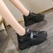 2025 Autumn Winter New Women's Height Increasing Thick Sole Sports Sneakers Solid Color Round Toe Casual Hidden Wedge_vogvips.com