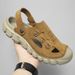Comfortable Men's Sandals Dual-Purpose Slippers Anti-Slip Male Slides Breathable Casual Slip-On Flats Suede Leather_vogvips.com