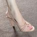 French-style Vintage Ruched Strap Sandals For Women, Summer 2026 New Model, Elegant Metal Buckle Peep-toe High-heeled_vogvips.com
