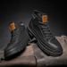 European Warm Series High-top Men's Autumn Winter 2025 New Leather Casual Black Martin Boots Fleece-lined Cotton Trendy Shoes_vogvips.com