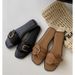 Women's Genuine Leather Flat Sandals, Summer Outdoor Wear, New Style, Popular Retro Leather Buckle Sandals, Casual Vacation Beach Shoes_vogvips.com