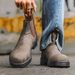 Men's Retro Military Combat Boots With Square Toe & PU Leather Upper, Mid Heel & Rubber Sole For Fall Season Leather Boots OPP Zipper_vogvips.com