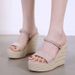 New Style Straw-woven Fashionable Summer Thick-soled Waterproof Platform Women's Sandals, Dual-use Wedge Heel Slip-on_vogvips.com