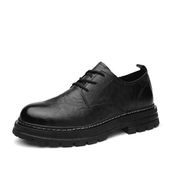 Euro Step Men's 2025 Autumn New Business Formal Genuine Leather Thick Sole Non-Slip British Style Casual Brogue Shoes_vogvips.com