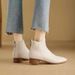 New Autumn And Winter Soft Leather Bare Pointed Toe Low Thick Heel Single Sheepskin French Short Boots For Women_vogvips.com