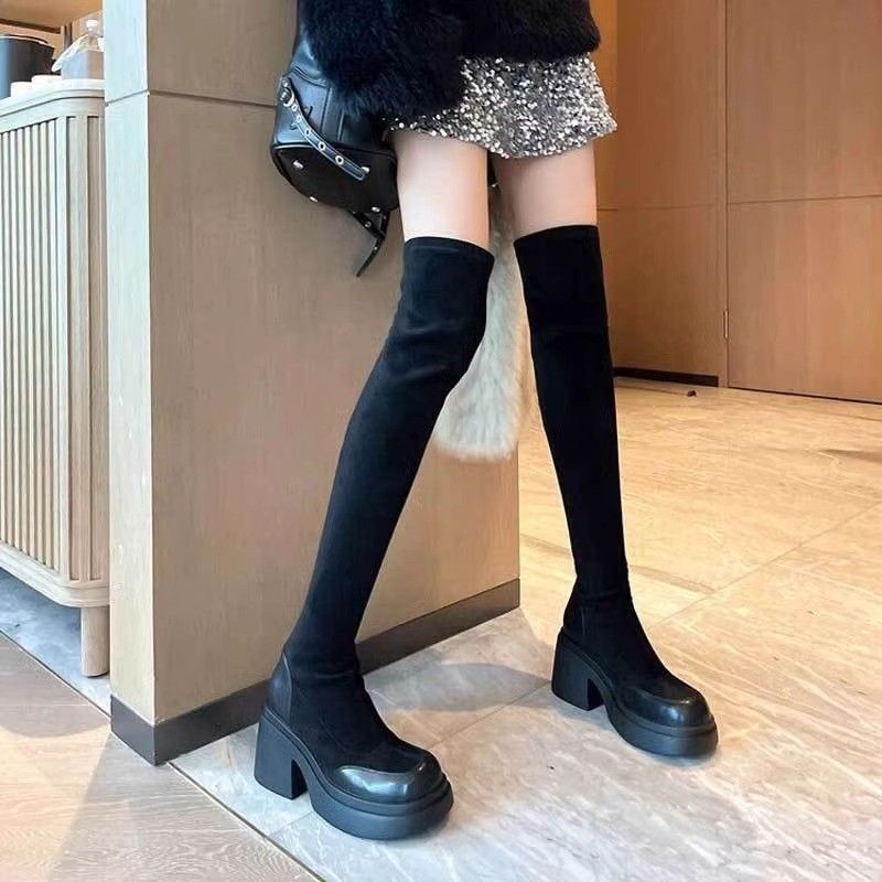 Height Increasing Stretch Slim Petite Long Leg-Wrapping Slimming High Knight Boots For Women_vogvips.com