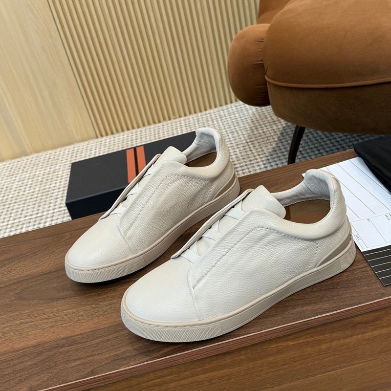 Men's Casual And Fashionable Cross Elastic Sleeve Foot , Johnny's Internet Famous Same Genuine Leather White Board_vogvips.com