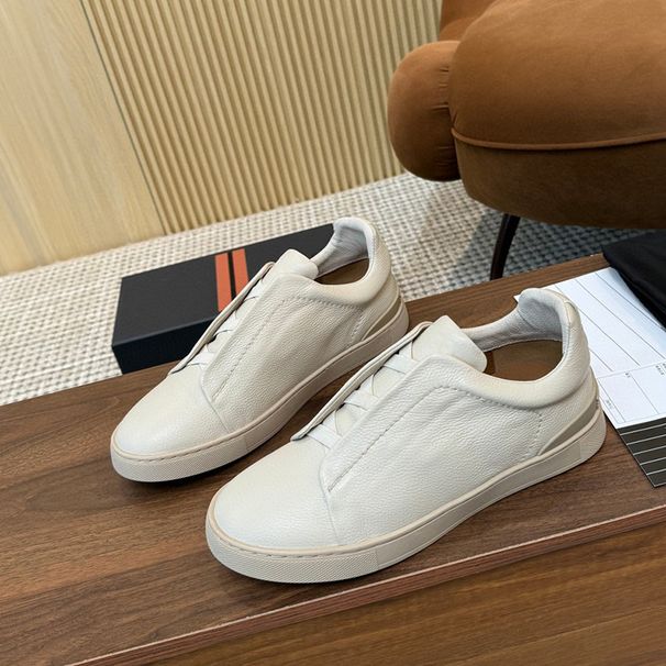 Men's Casual And Fashionable Cross Elastic Sleeve Foot , Johnny's Internet Famous Same Genuine Leather White Board_vogvips.com