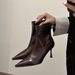 Stiletto Internet Celebrity Slim For Women 2024 Autumn Winter New Versatile Pointed Toe Short Elegant High Heel Ankle_vogvips.com