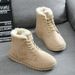 2025 Student Short For New Winter Round Toe Lace-up Cotton Shoes Flat Snow With Fleece Lining Warm Women Boots_vogvips.com