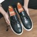 New Fashion Genuine Leather Retro Business Men's Casual Shoes Black Daily Office Loafers One-step Driving Party Dress Wedding Men's Shoes_vogvips.com