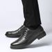 Euro Step Business Formal Casual Leather Men's Wedding Top Layer Cowhide Lace-up Crocodile Brogue Carved Height-increasing Shoes_vogvips.com