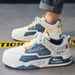 ShoeVault Leather Patchwork Thick Sole Height Increasing Sneakers Summer New Low-top Lace-up Casual College Style Versatile Men's_vogvips.com