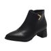 Women's Pointed Toe Ankle Boots Plus Size British Style Mid Heel Cross Zipper Chunky Martin Boots Solid Black Over-the-Ankle PU Suede_vogvips.com