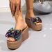Women’s Shoes Sequined Bow Platform Sandals For Women Summer New Large Size Thick Bottom Flip Flops Size 43_vogvips.com