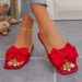 New Women's Solid Color Flat 2026 Summer Fashion Bow Design Sandals Outdoor Lightweight Casual Beach Slippers Plus Size_vogvips.com