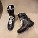 Height-Increasing Flat Boxing Women, Western Cowboy Boots, 2025 Spring And Autumn New Style, Suede Lace-Up Martin Boots_vogvips.com