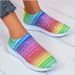 Women's New Women's Hot Diamond One Step Sports Shoes Flying Woven Breathable Shiny Walking Shoes Lightweight Mother's Shoes Large Size 43_vogvips.com