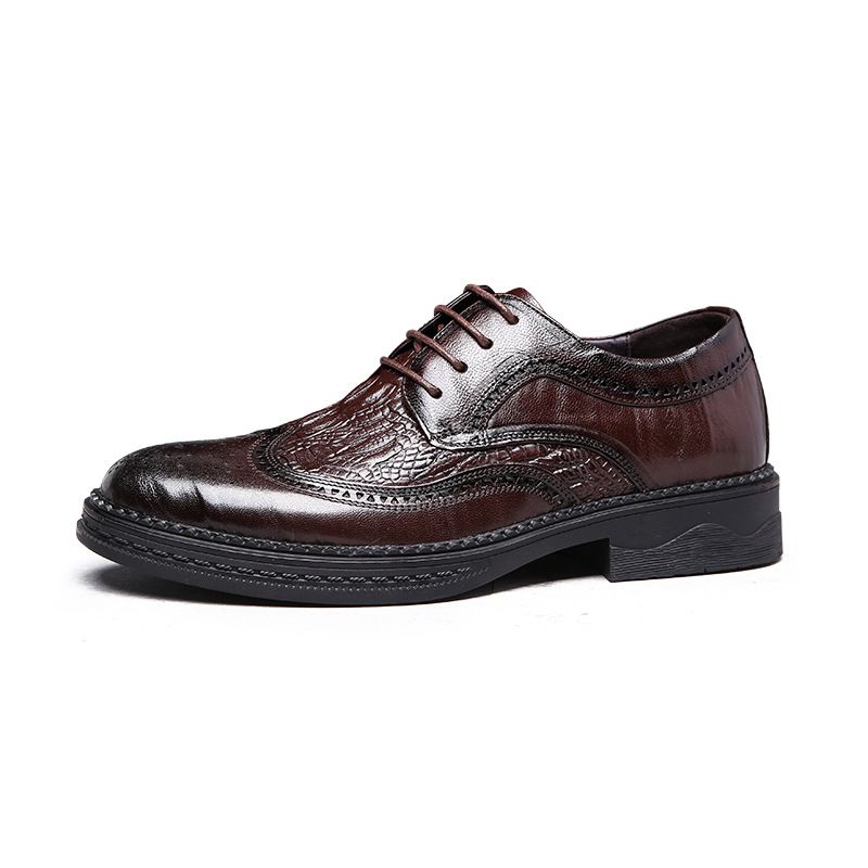Euro Step 2025 New Brogue British Business Formal Genuine Carved Casual Leather Men's Shoes_vogvips.com