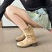 2025 New Mid-Calf For Women, Autumn And Winter, Wasteland Short Boots, Western Cowboy Style Martin Boots_vogvips.com
