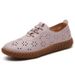 Soft Leather Beef Tendon Soft Sole Doudou Shoes Medium And Old Flat Shoes Single Shoes Women's One Pedal Hollow Hole Shoes Lazy Shoes_vogvips.com