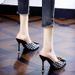 Retro Summer Baghead Metal Buckle Müller Shoes, 9cm, Versatile, Thousand-bird-pattern, Low Heel, Pointed Toe, Elegant Flip-flops_vogvips.com