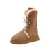 Lace-up High Tube Snow For Women Petite 2025 Winter New Style Fleece-lined 5CM Thick-soled Cotton Northeast Travel Long_vogvips.com