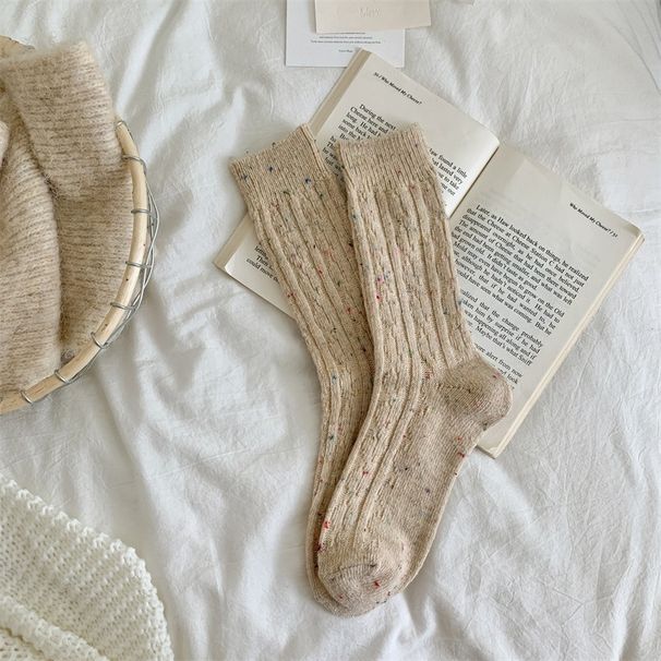 Thickened Dot Yarn Wool Twist Socks Cozy Cable-Knit Wool Blend Socks - Soft, Warm & Stylish Unisex Mid-Crew Socks For Winter & Everyday Wear_vogvips.com