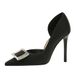 626-K71 European And American Fashion Party High-heeled Shoes, Stiletto Ultra-high Heel, Satin Side Cutout, Metal_vogvips.com
