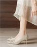 Xiuhe Women's Wedding Shoes - Elegant And Sophisticated French-style Thin Heels Chinese-style Bridal Shoes - Red High Heels_vogvips.com