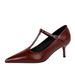 Button Pointed High Heels Women's Solid Color Light Mouth Stiletto Single Shoes Women's Shoes_vogvips.com