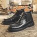 Medium Top Leather Shoes Chelsea Boots Men's Leather Side Zipper Wind Leather Boots High Top Tooling Martin Boots_vogvips.com