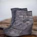 Fashion Women's PU Leather Boots With Chunky Heel & Side Zipper - Round Toe Mid-Calf Boots For Casual Wear (Black, Khaki, Gray)_vogvips.com