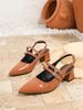 Pointed high heels thick heel shallow mouth single shoes large size Mary Jane women's shoes after the empty sandals new_vogvips.com