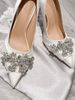 Autumn New Shallow Mouth Stiletto High End Rhinestone Satin Silver White French Wedding Bride Single Shoes_vogvips.com