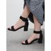 Big Size Thick Heels Women's New Retro Suede Black Round Head Open-toe Sandals_vogvips.com