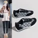 Womens Brown Monogram Print Casual Sneakers Low Top Lace Up Shoes Daily Outfit_vogvips.com