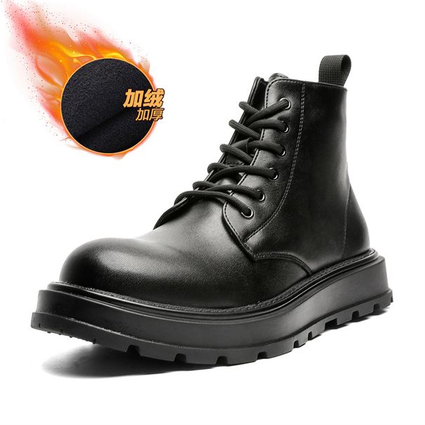 Retro Tooling Boots Thick-soled Heightening Lace-up Martin Boots Short Boots Men_vogvips.com