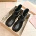 Cowboy Metal Buckle Ankle Boots 2023 Women's New Spring Summer Genuine Leather Mid Heel Slip-On Trend_vogvips.com