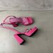 2023 New Summer High Heels Open Toe One Line Buckle Sandals Women Rose Red Thick Heel Thick Soled Waterproof Platform Roma Shoes_vogvips.com