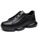 2025 Black Thick-Soled Casual Pointed Toe Trendy European Style Men's High-End Slip-On Lazy Shoes_vogvips.com