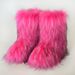 Women's Fur Boots With Fur Lining - Warm Shoes In The Style Of Fox Fur - Mid-Calf Length - Fur-like Fur From Mink_vogvips.com