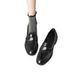 French Retro British Style Chunky Heel Loafers For Women, Soft Leather Slip-on With Camellia Decoration, Spring And_vogvips.com