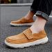 Men's plus-size leather loafers Fashion casual shoes Men's Velcro loafers_vogvips.com