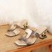 High Heeled Slippers, Comfortable, Uniquely Shaped Chunky Heel, Square Toe, Snakeskin Print, Versatile, Slip On, Casual, Wearable, Half Slip Sandals_vogvips.com
