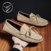 Bean shoes men's fashion casual shoes lazy man slip-on canvas shoes microfiber suede men's shoes_vogvips.com
