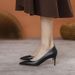 Size 32-45 Genuine Leather 2026 New French Pointed-toe High-heeled Shoes, Black, Elegant Work, Wide-foot Stiletto Single_vogvips.com